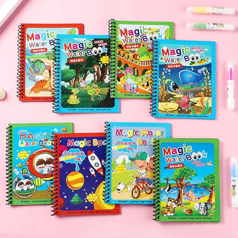 Magic Water Book Reusable Coloring Water Book With Pen