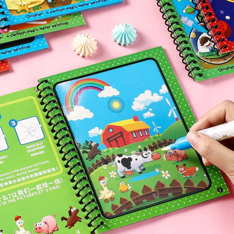 Magic Water Book Reusable Coloring Water Book With Pen