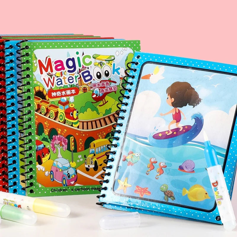 Magic Water Book Reusable Coloring Water Book With Pen